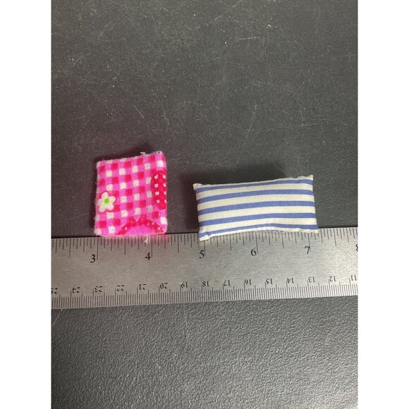 Mini Handmade Fabric Doll House Pillows With Striped & Checkered Patterns - Picture 3 of 3